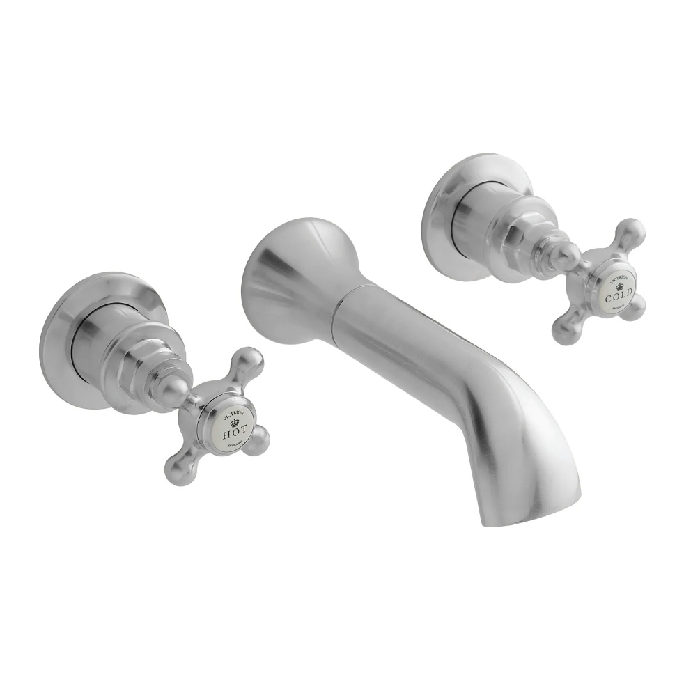 BC Sanitan Crosshead Brushed Chrome Wall Mounted Basin Mixer Cut Out