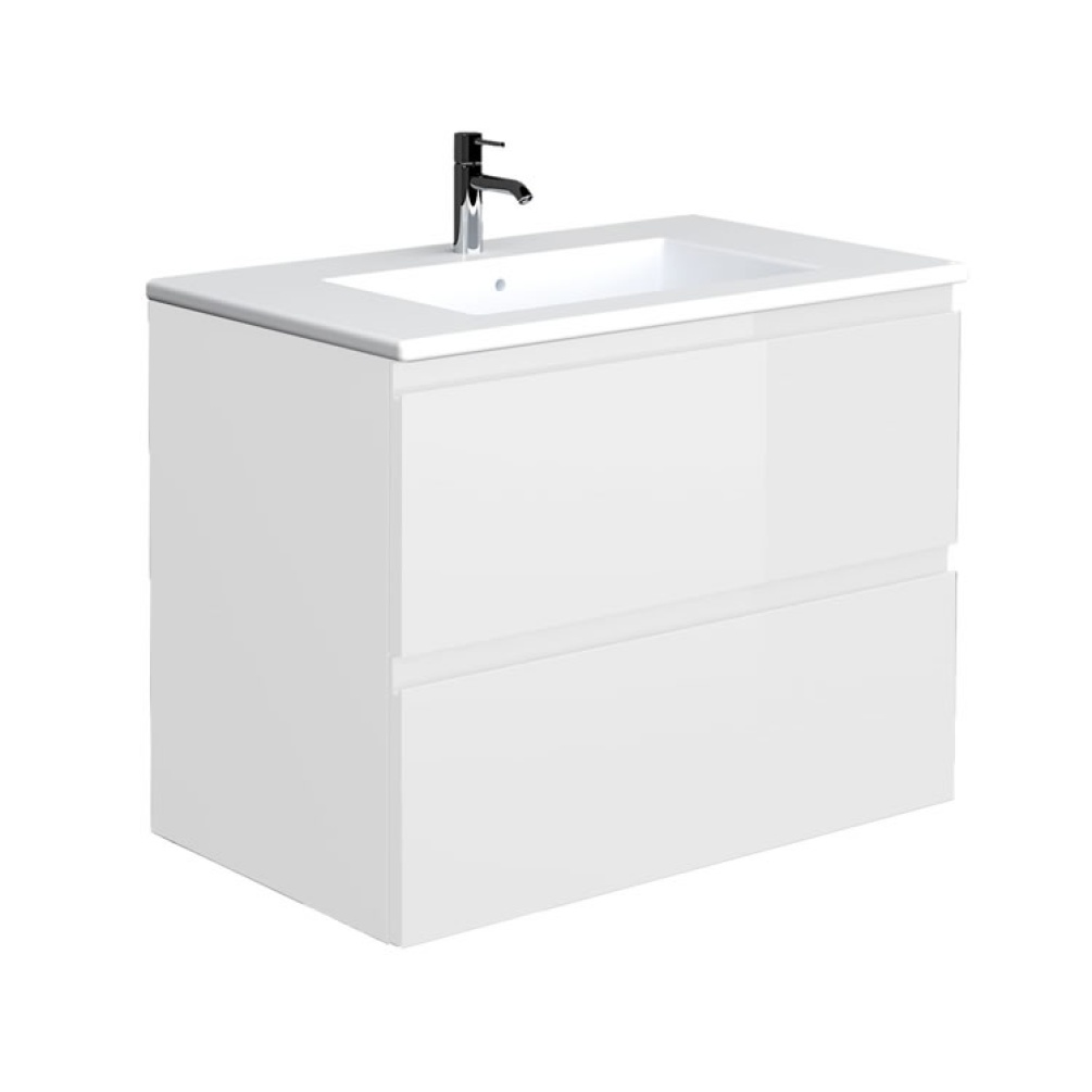 Rak Joy 610mm Pure White Wall Hung Unit & Basin - Image 1