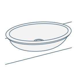 iconography image of an egg shaped, elliptical or oval countertop basin/bathroom vessel sink
