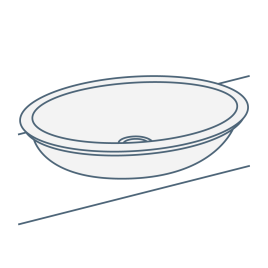 iconography image of an egg shaped, elliptical or oval countertop basin/bathroom vessel sink