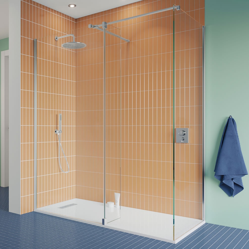 Lifestyle image of Crosswater Gallery 10 Polished Stainless Steel 900mm Wetroom Screen