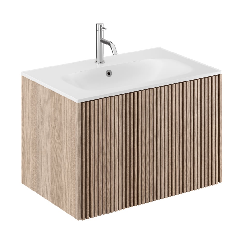 Crosswater Limit 700mm Modern Oak Wall Hung Vanity Unit and Basin