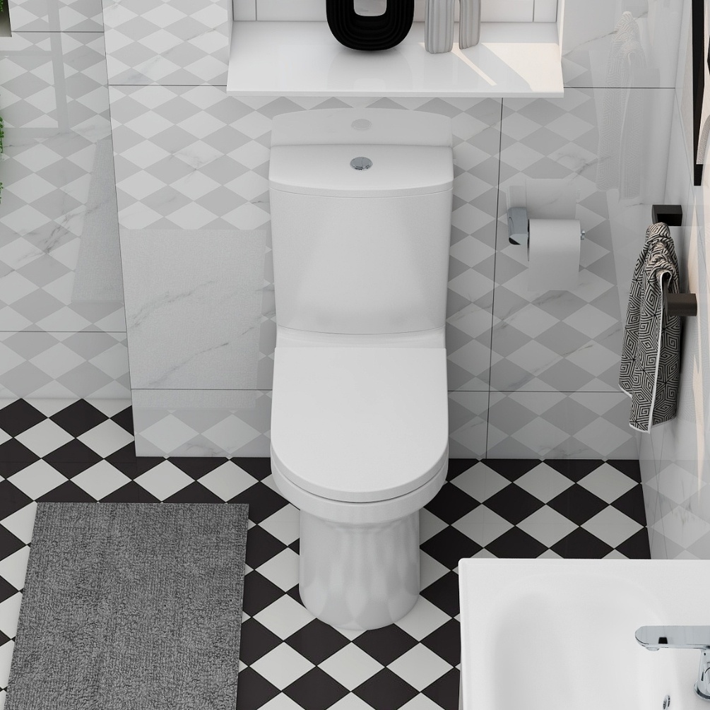 Imex Alma Rimless Comfort Height Open Back Closed Coupled Toilet Lifestyle 1