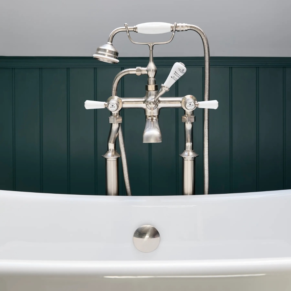 BC Designs Victrion Lever Brushed Nickel Freestanding Bath Shower Mixer Lifestyle