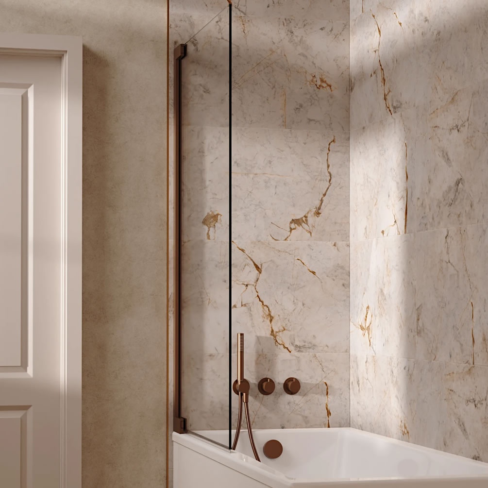 Lifestyle image of Crosswater Module Brushed Bronze Dual Outlet Bath Filler Set