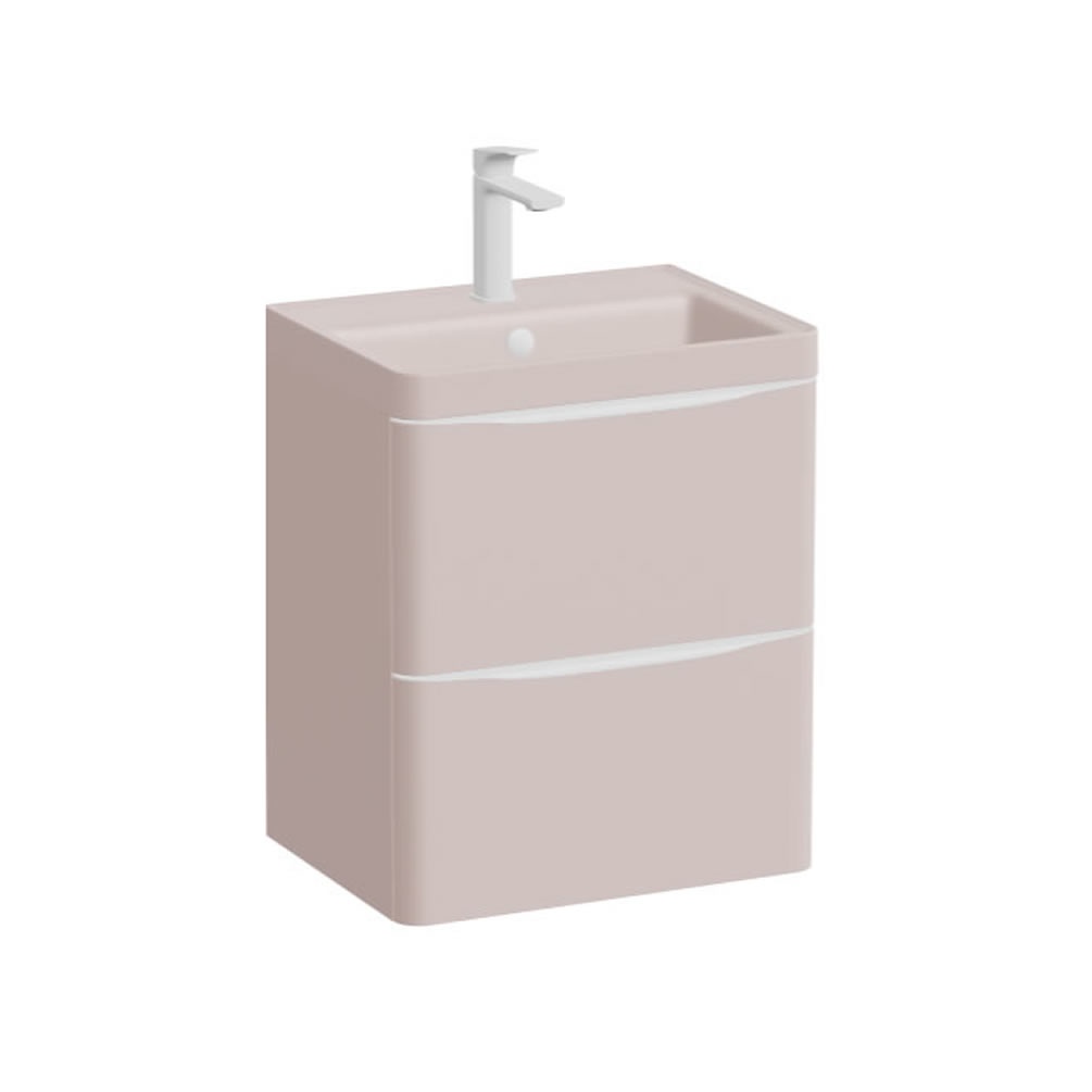 Vado Cameo 500mm Pink Clay Wall Hung 2 Drawer Vanity Unit & Basin