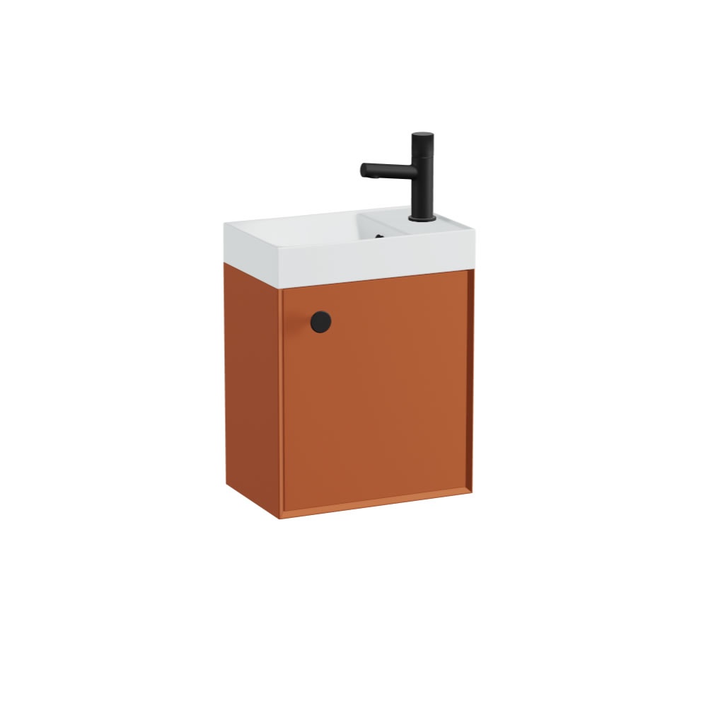 Vado Safari Smooth 400mm Terracotta Vanity Unit & Mineral Basin - Left Pull