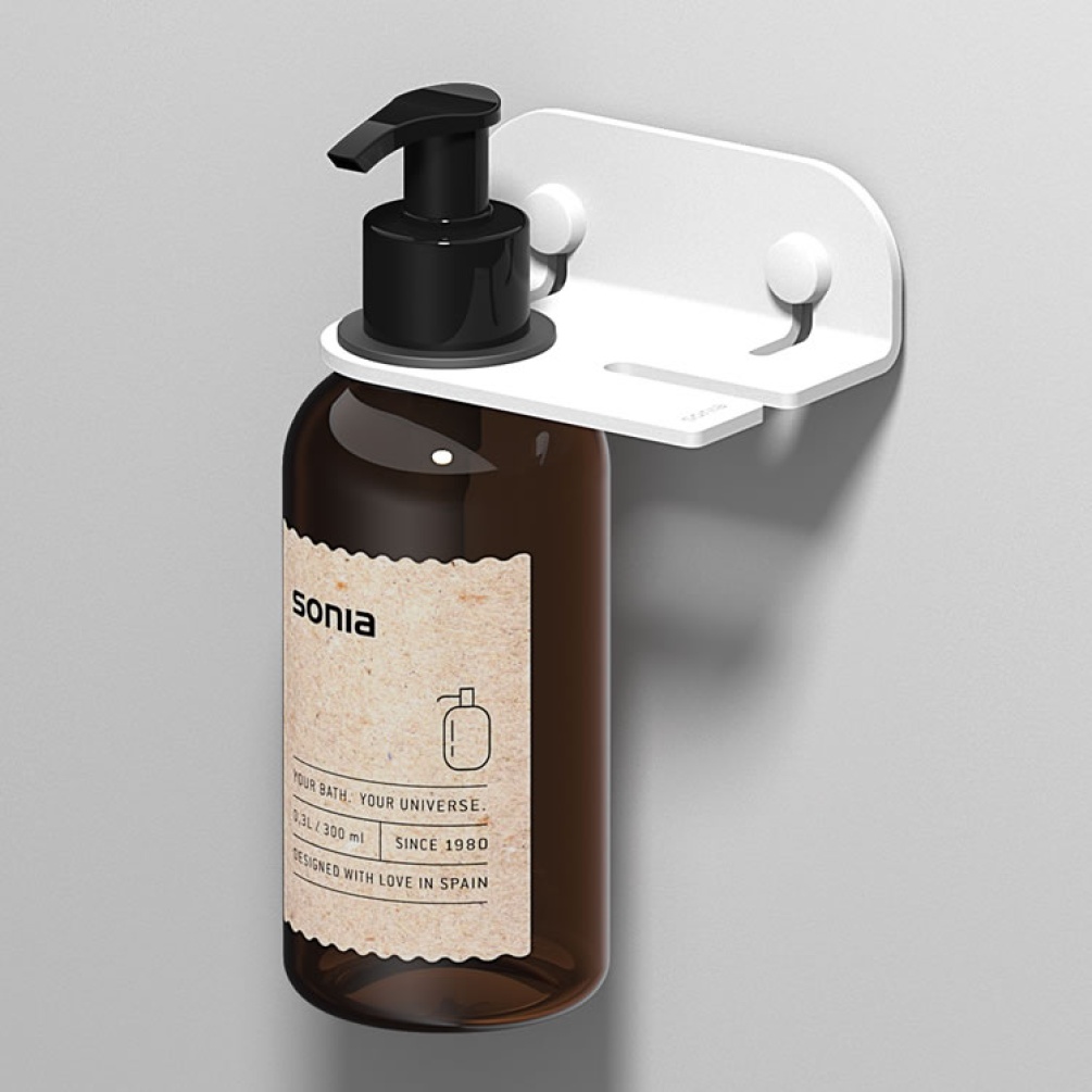 Cutout image of Origins Living Sonia Quick Soap Dispenser and Hook White.