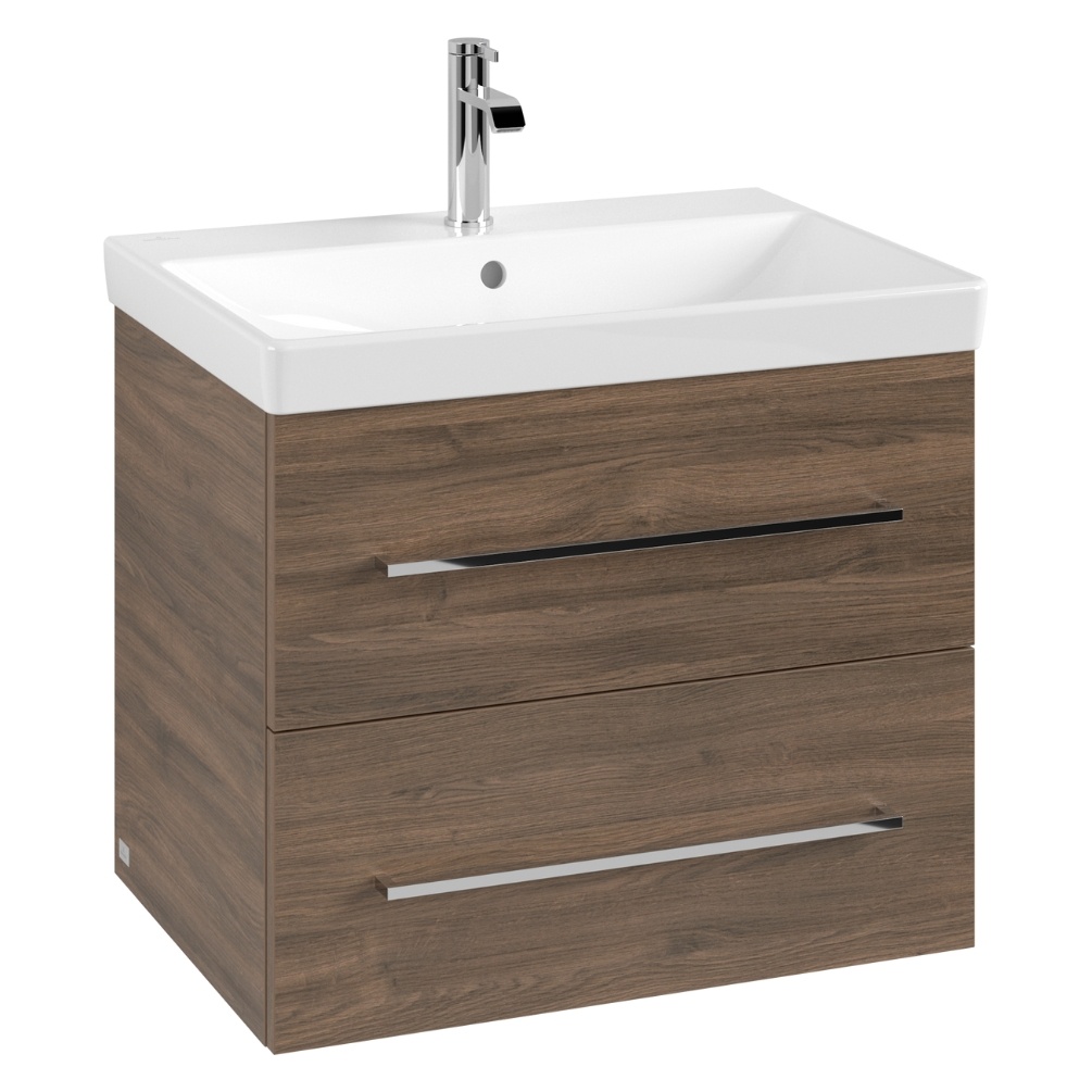 product cut out image villeroy & boch 650mm arizona oak wall hung vanity unit and basin A89000VH