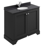 Product cut out photo of Bayswater 1000mm 2 Door Matt Black Floorstanding Vanity Unit Cabinet with 1 Tap Hole Black Marble Countertop BAYF458 BAYC245