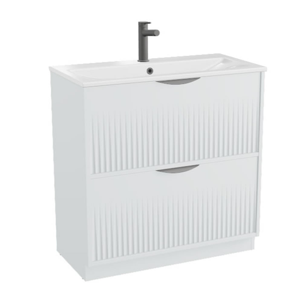 Vado Safari Fluted 800mm Arctic White Floorstanding Vanity Unit & Ceramic Basin