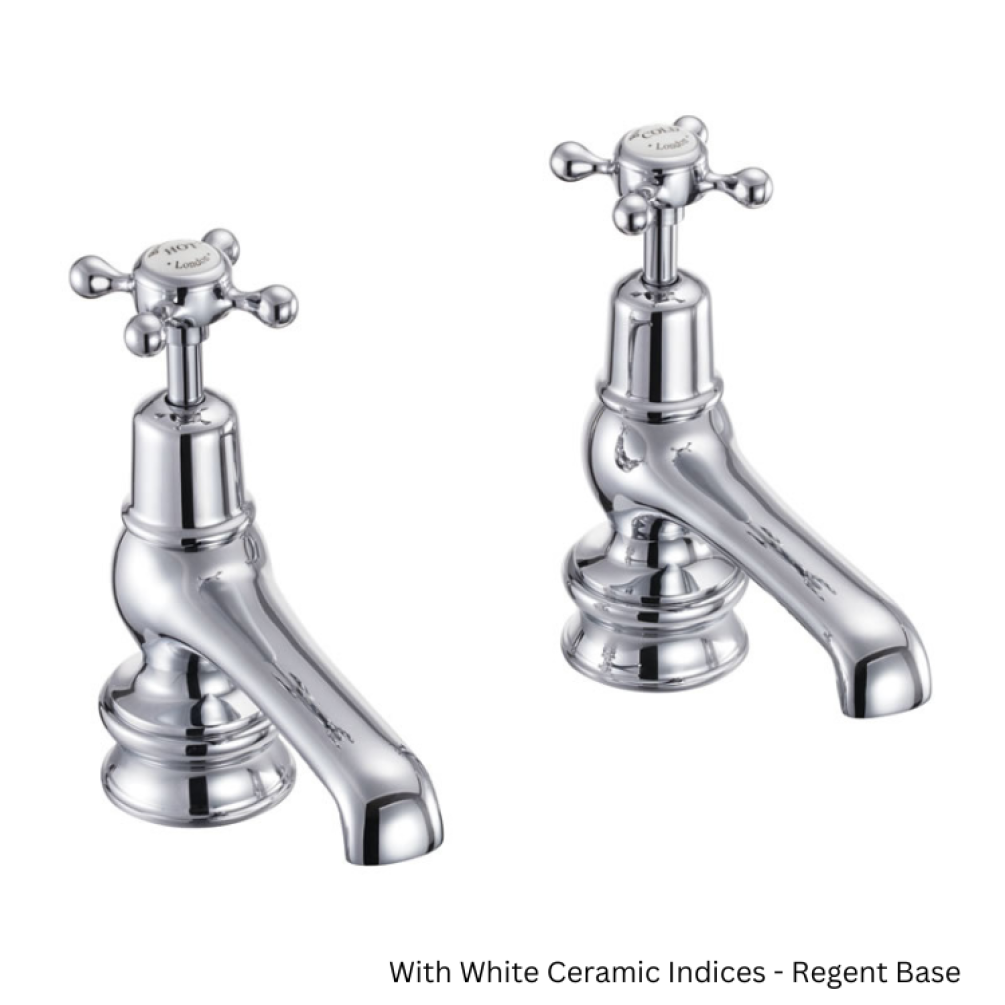 Product Specification image of the Burlington Claremont Chrome Basin Taps 5" with Regent Bases