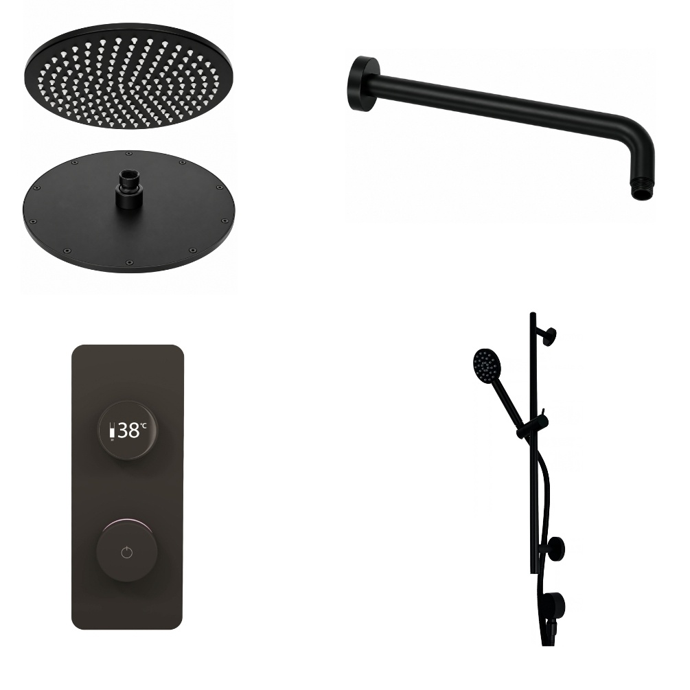 Ted Togo Matt Black Square Valve Wall Arm Cut Out