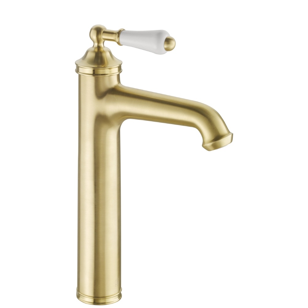 JTP Grosvenor Cross Brushed Brass Single Lever Tall Basin Mixer Cut Out
