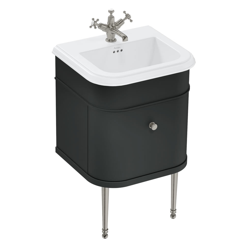 Burlington Chalfont Matt Black Vanity Unit, Ceramic Basin - 1 Tap Hole & Black Legs