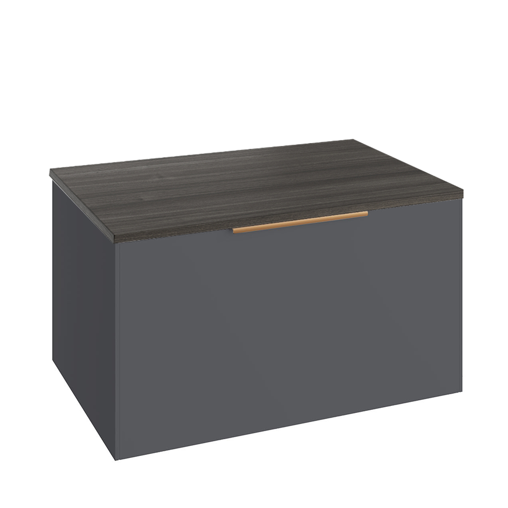 Abacus Concept Sit On Anthracite 800mm Vanity Unit - Dark Wood