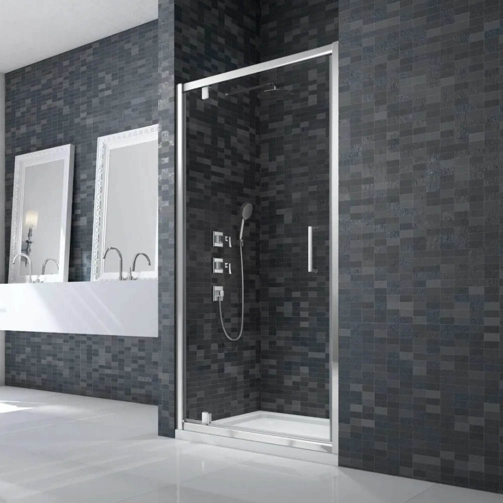 Lifestyle image of Merlyn Ionic Essence Framed 760mm Pivot Shower Door