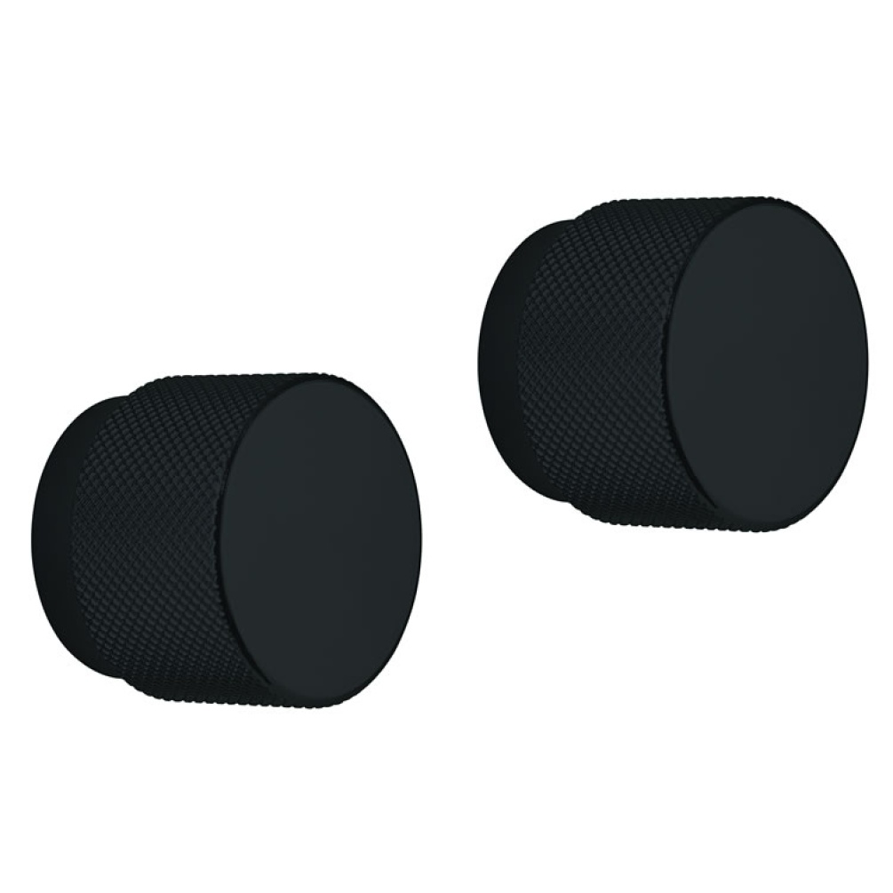 Cutout image of Crosswater Matt Black Knurled Round Handles