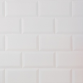 image of white metro brick style patterned bathroom tiles