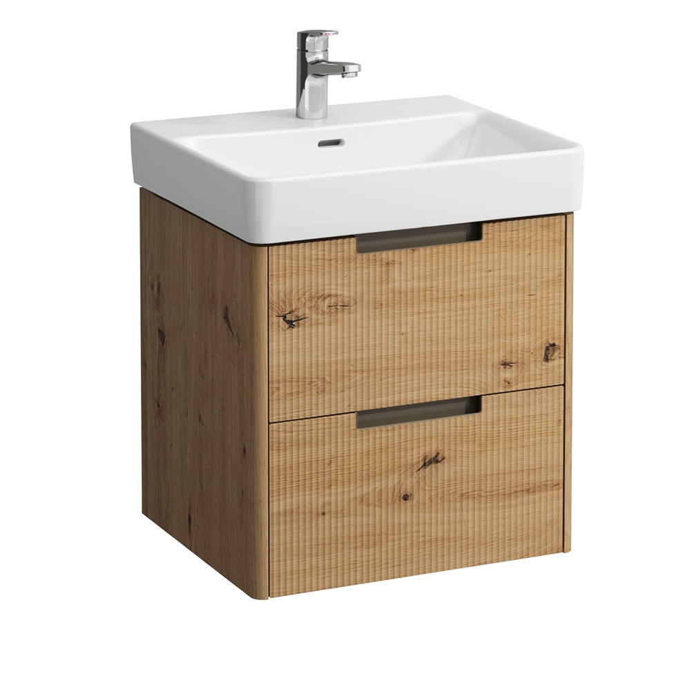 Cutout image of Laufen Juna Wild Oak 550mm Wall-Hung Vanity Unit & Basin