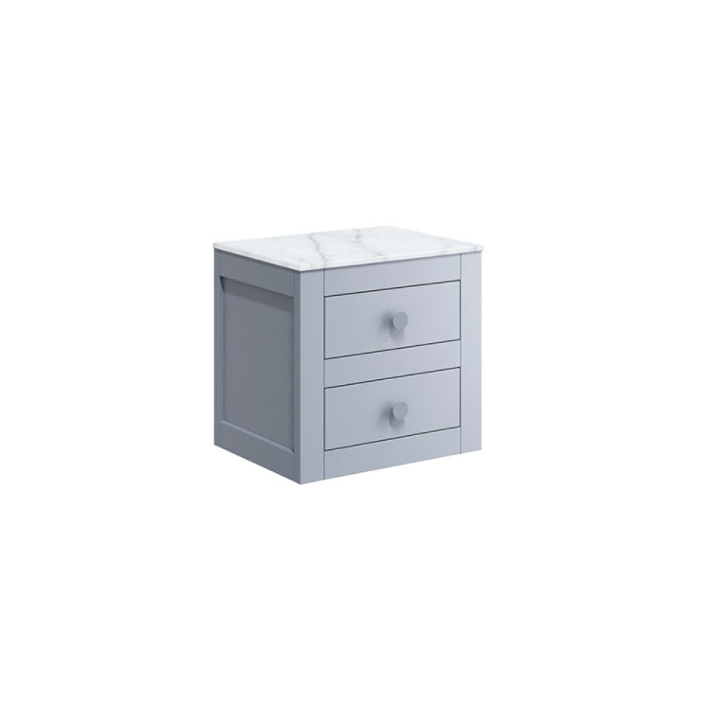Cutout image of Crosswater Canvass Storm Grey Wall-Hung Vanity Unit with Marble Worktop 485mm