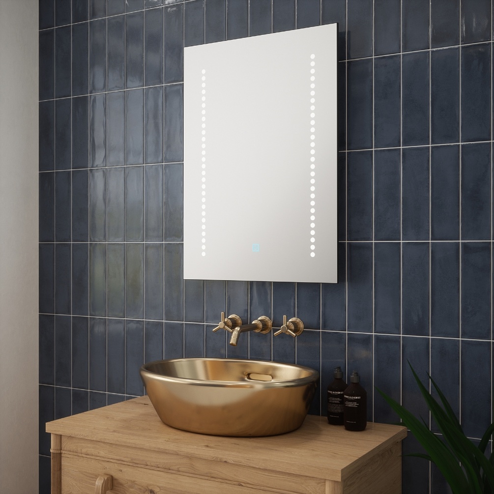Close up product lifestyle image of the Barber Multi Point Colour Changing LED Mirror