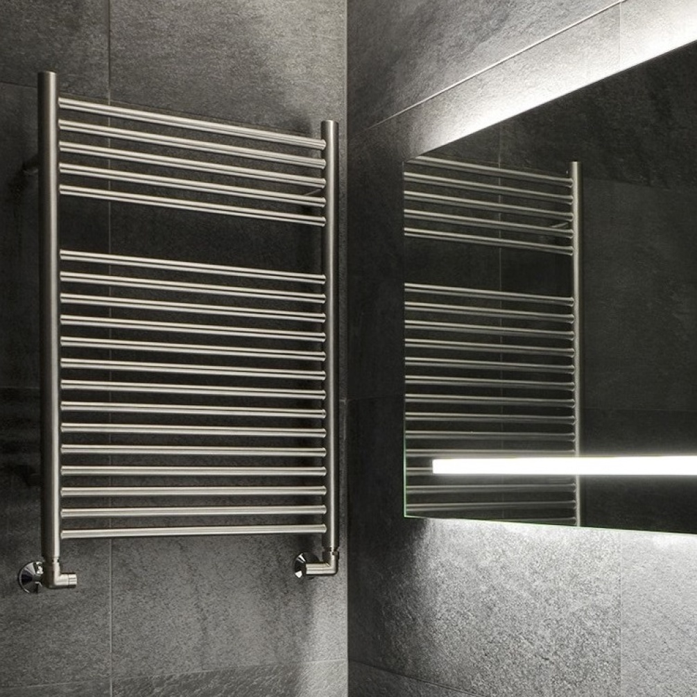 Product lifestyle image of The Sussex Range by JIS Coombe High Output Heated Towel Rail close-up COOMBE-P