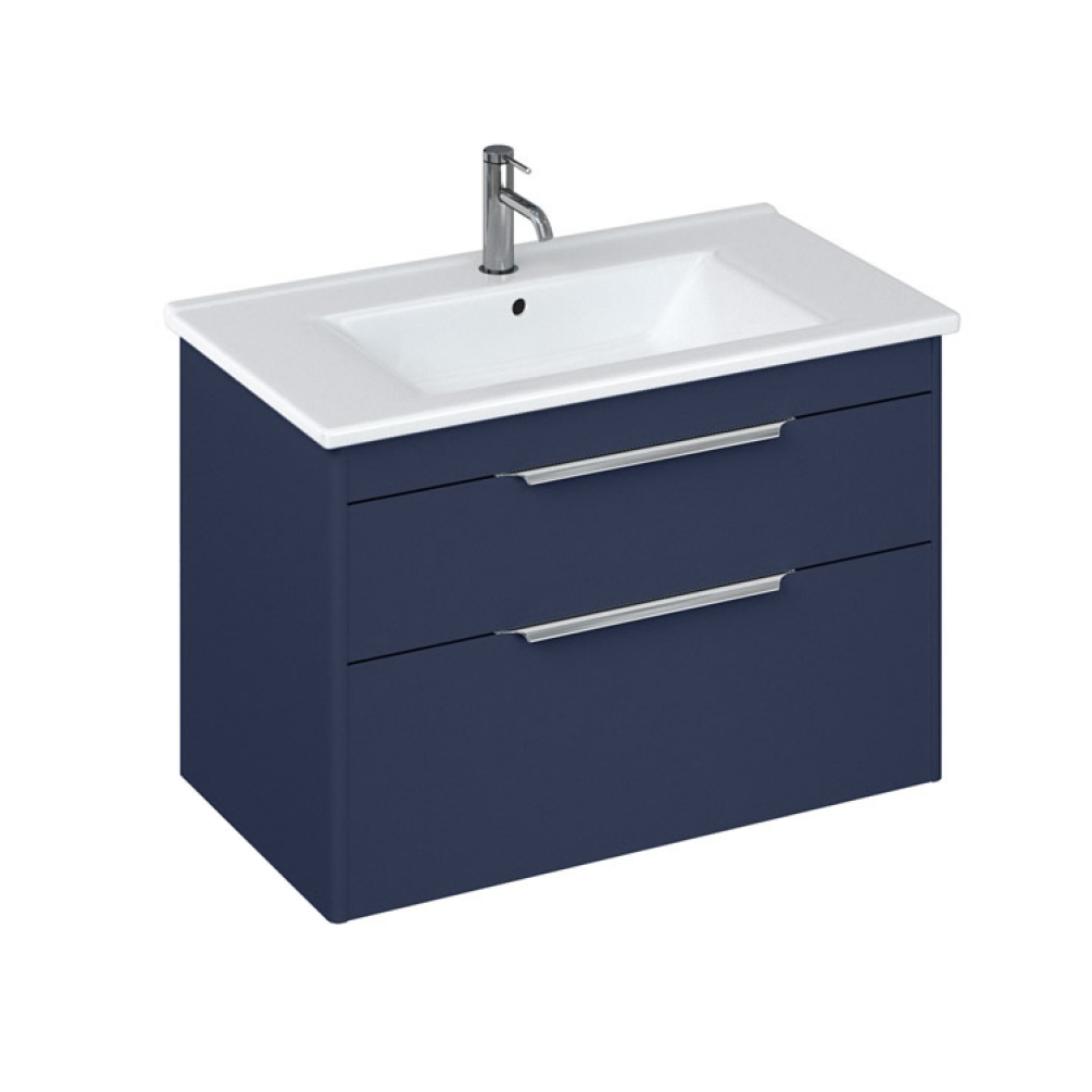 Photo of Britton Bathrooms Shoreditch 850mm Matt Blue Double Drawer Unit & Basin