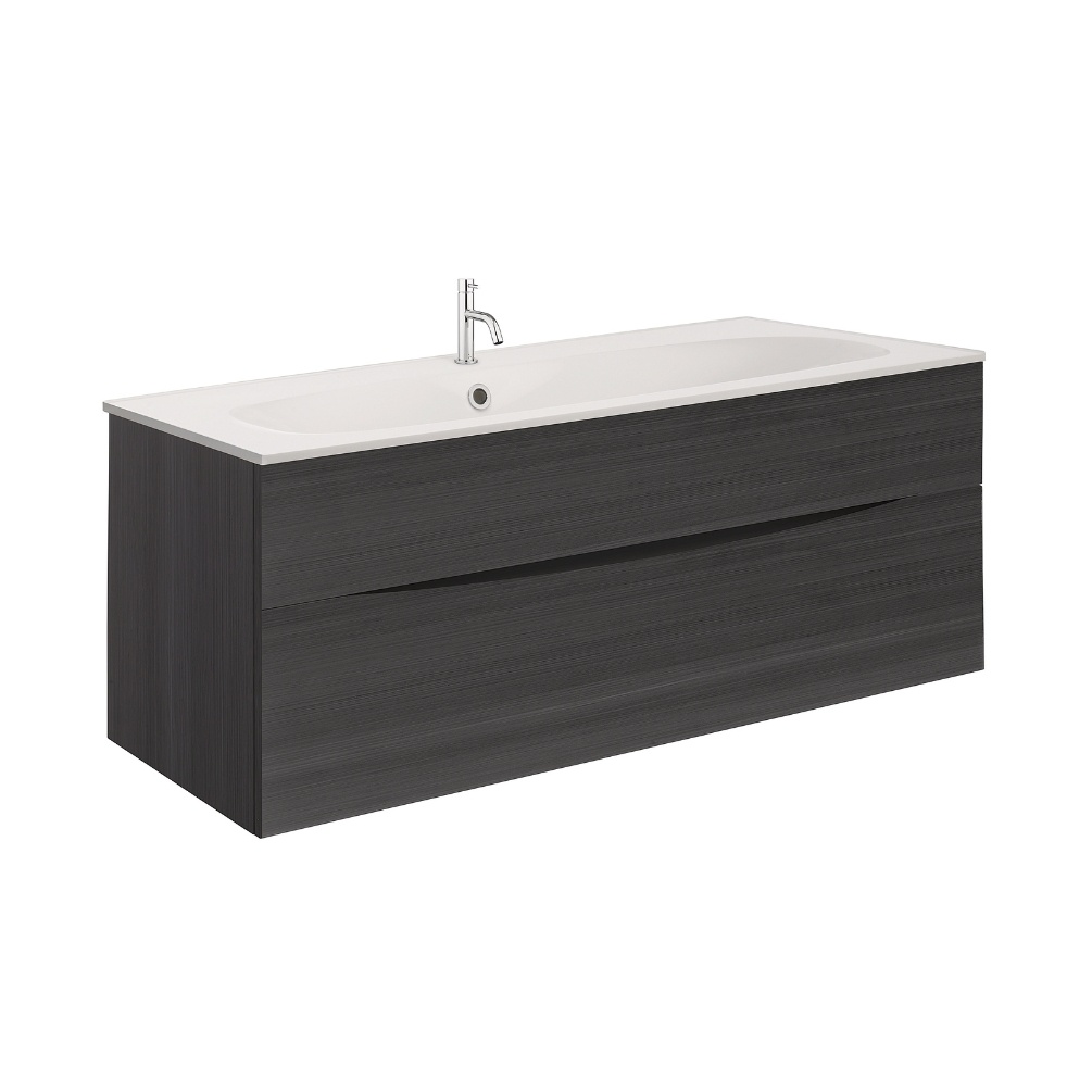 Product Cut out image of the Crosswater Glide II Steelwood 1000mm Double Drawer Unit with Matt White 1 Tap Hole Basin