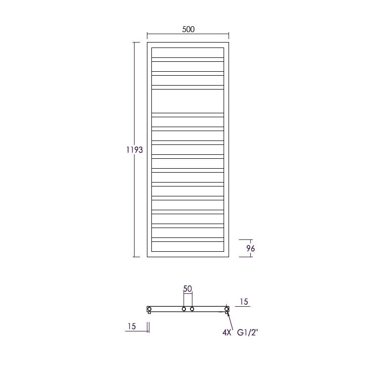 Abacus Elegance Metro Matt White 1193mm Towel Warmer Sanctuary Bathrooms