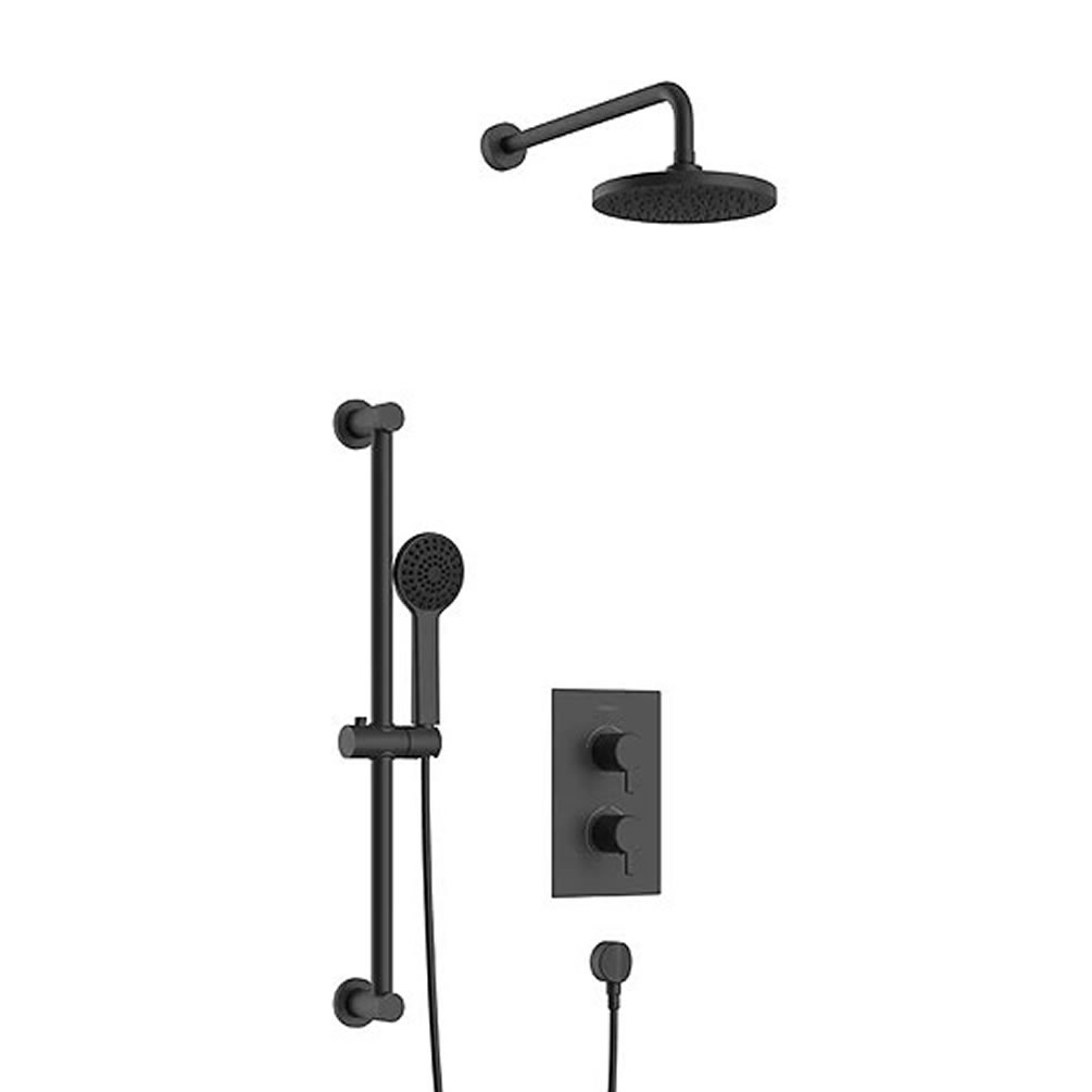 Heritage Dartmouth Matt Black Concealed Shower With Fixed Head & Flexible Kit