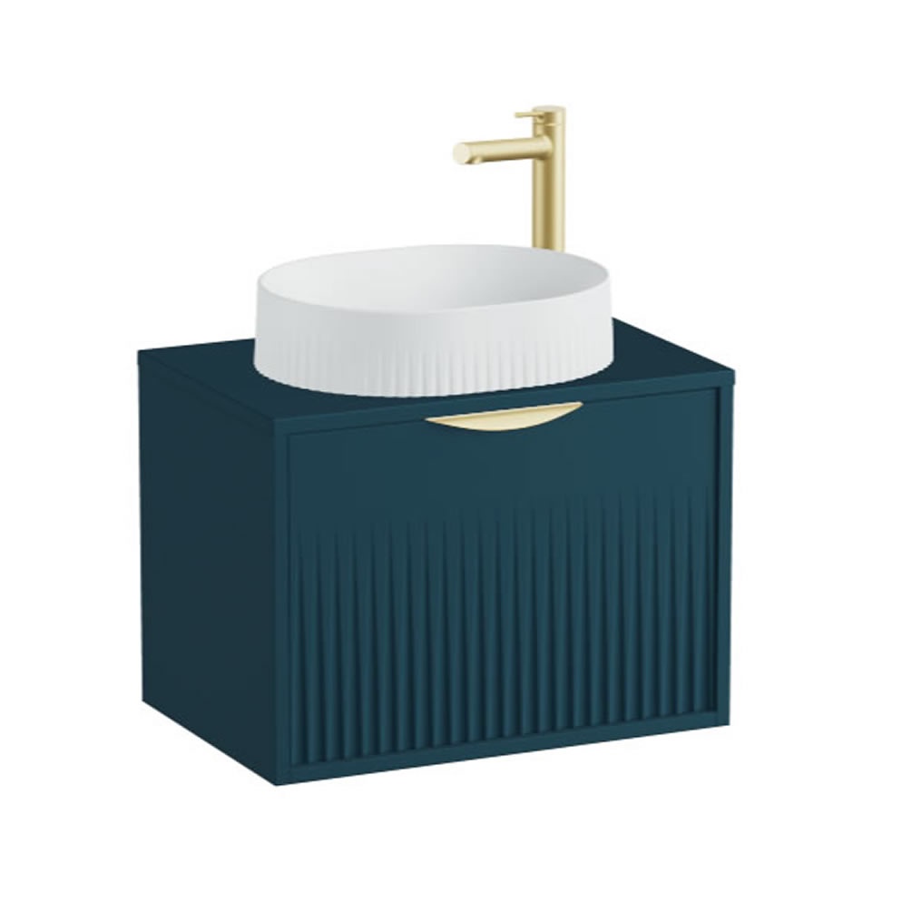 Vado Safari Fluted 600mm Atlantic Blue Wall Hung Vanity Unit & Worktop