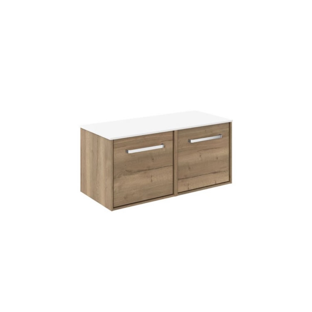 Cutout image of Crosswater Infinity 1000mm Windsor Oak Vanity Unit & Polar White Worktop