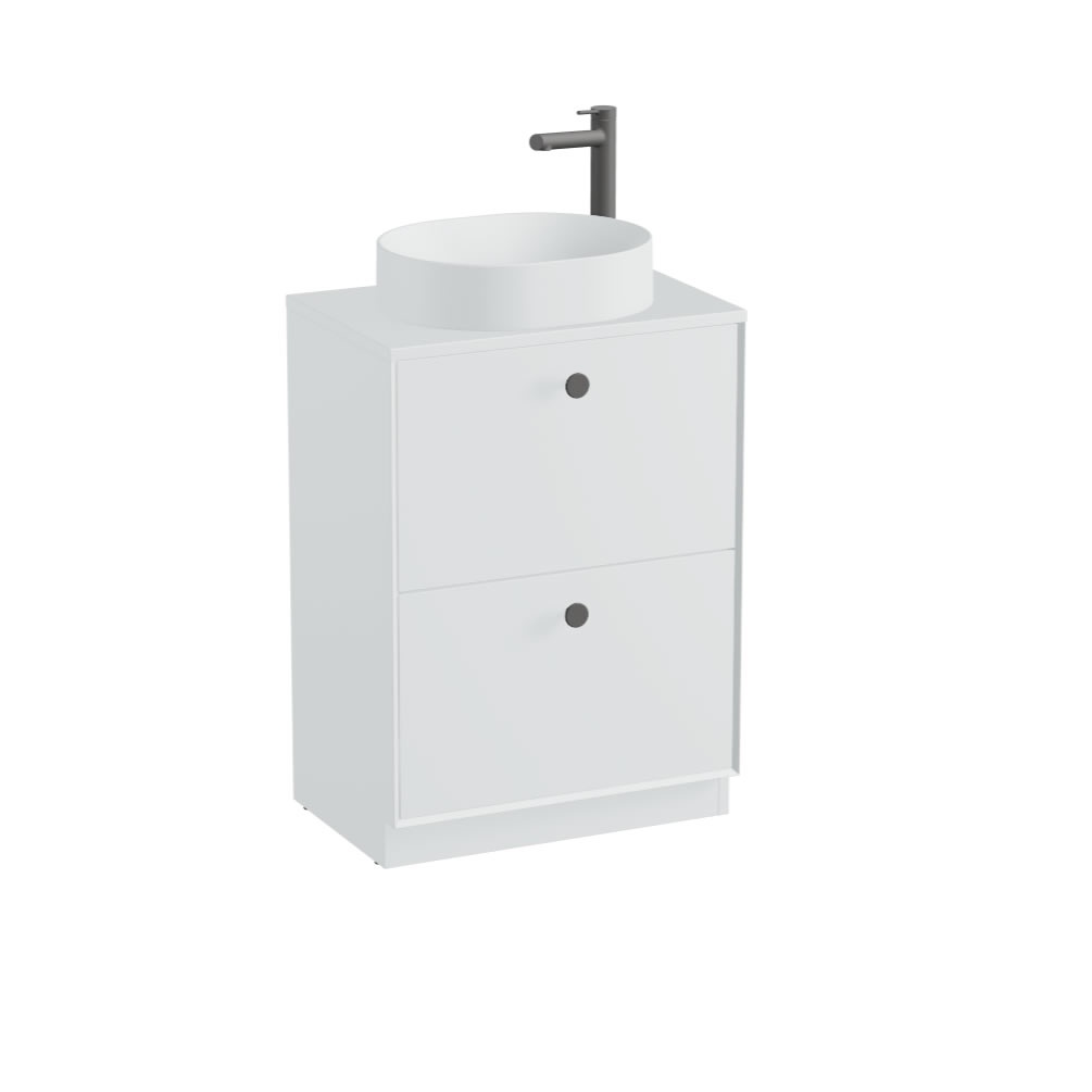 Vado Safari Smooth 600mm Arctic White Floorstanding Vanity Unit & Arctic Worktop