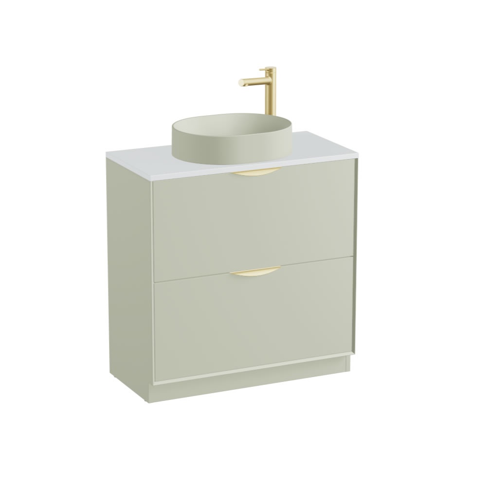 Vado Safari Smooth 800mm Sage Green Floorstanding Vanity Unit & Arctic White Worktop