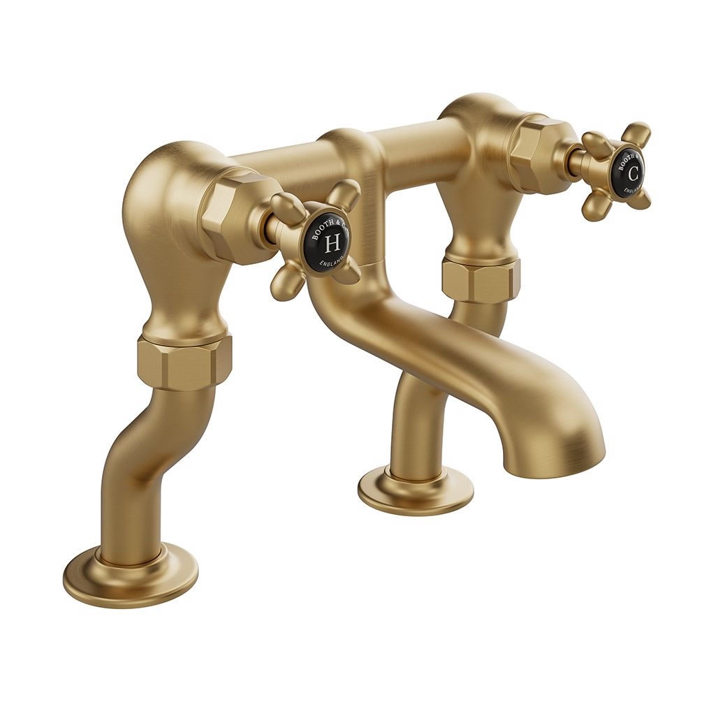 Booth & Co. Axbridge Black Cross Brushed Brass Bath Filler