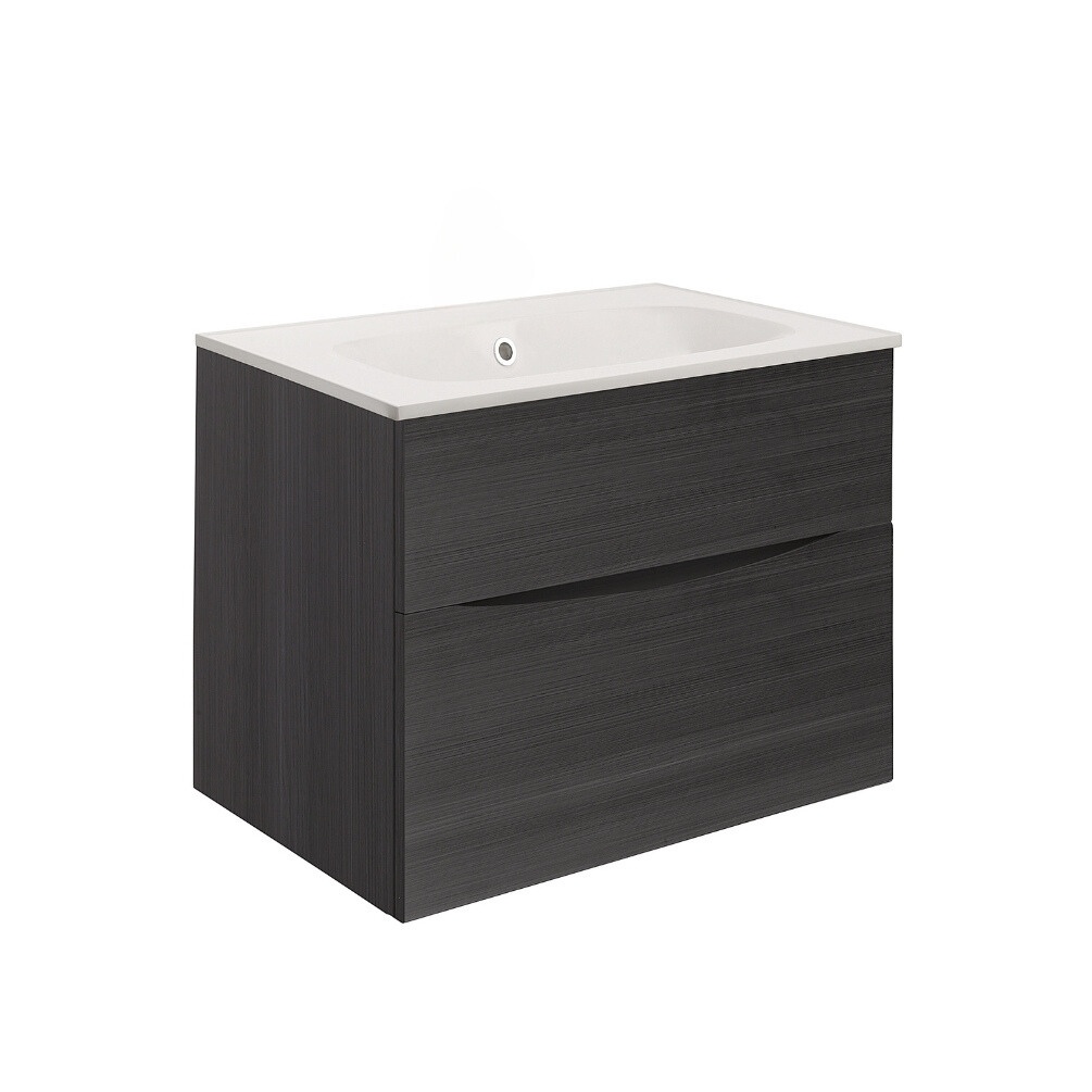Product Cut out image of the Crosswater Glide II Steelwood 700mm Double Drawer Unit with Matt White 0 Tap Hole Basin