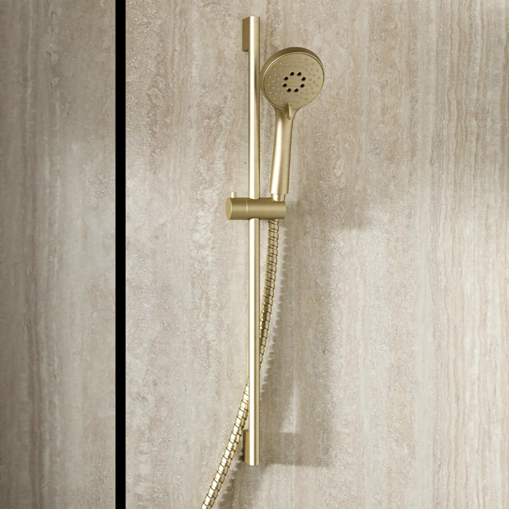 Crosswater Brushed Brass Riser Rail Shower Kit with Outlet Lifestyle