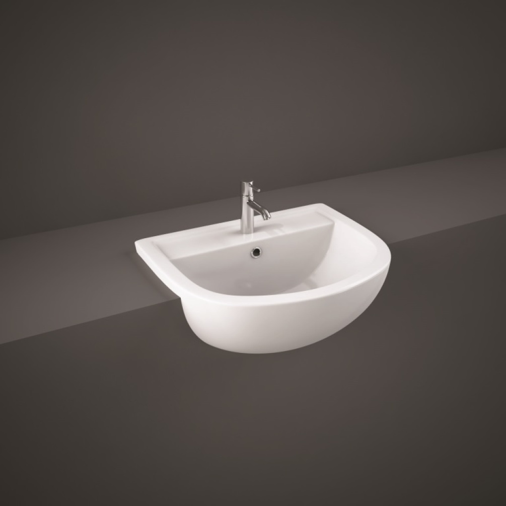 Product cut out image of RAK Ceramics Compact 550mm Semi Recessed Basin 1 Tap hole COMSRBAS1