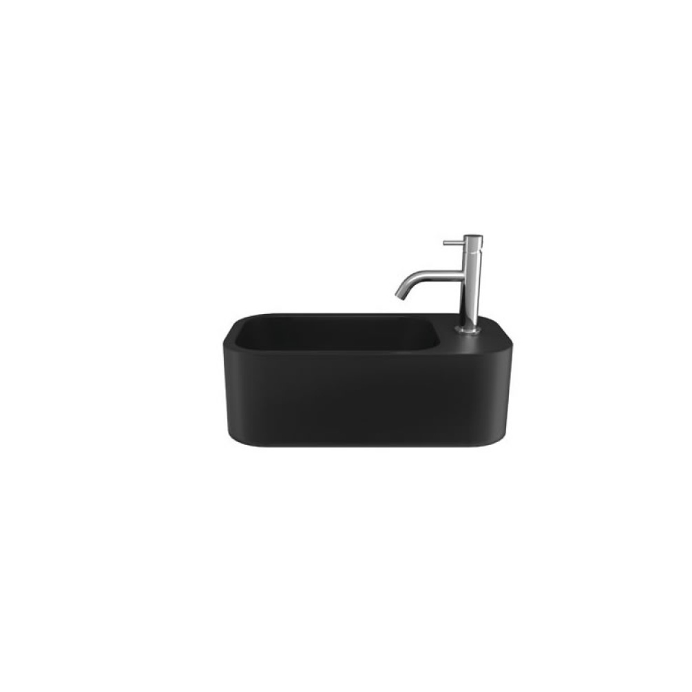 Cutout image of Crosswater Popolo Matt Black Wall Hung Cloakroom Basin Right Handed