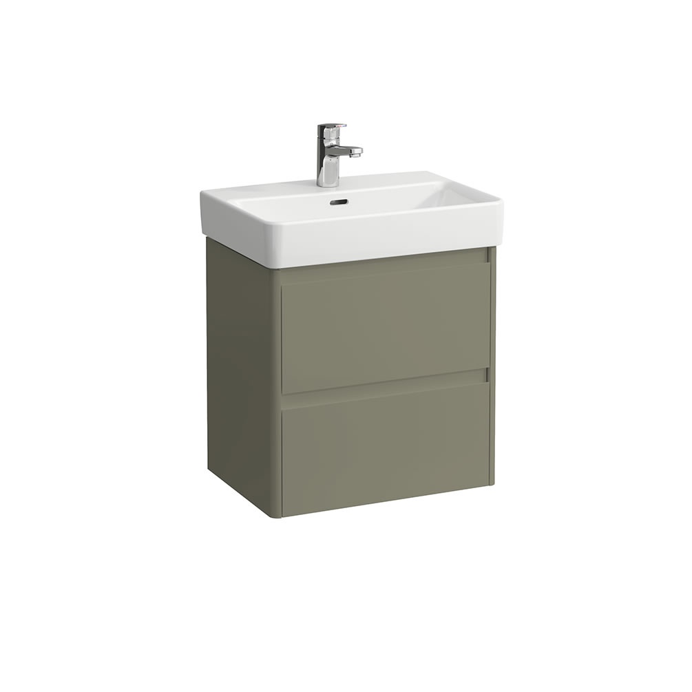 Cutout image of Laufen Base 2.0 Reed Green 550mm Wall-Hung Vanity Unit & Basin
