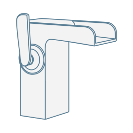 Image of deck-mounted single mono waterfall basin tap with side lever handle
