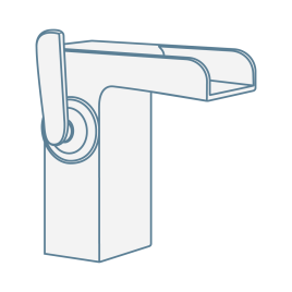 Image of deck-mounted single mono waterfall basin tap with side lever handle