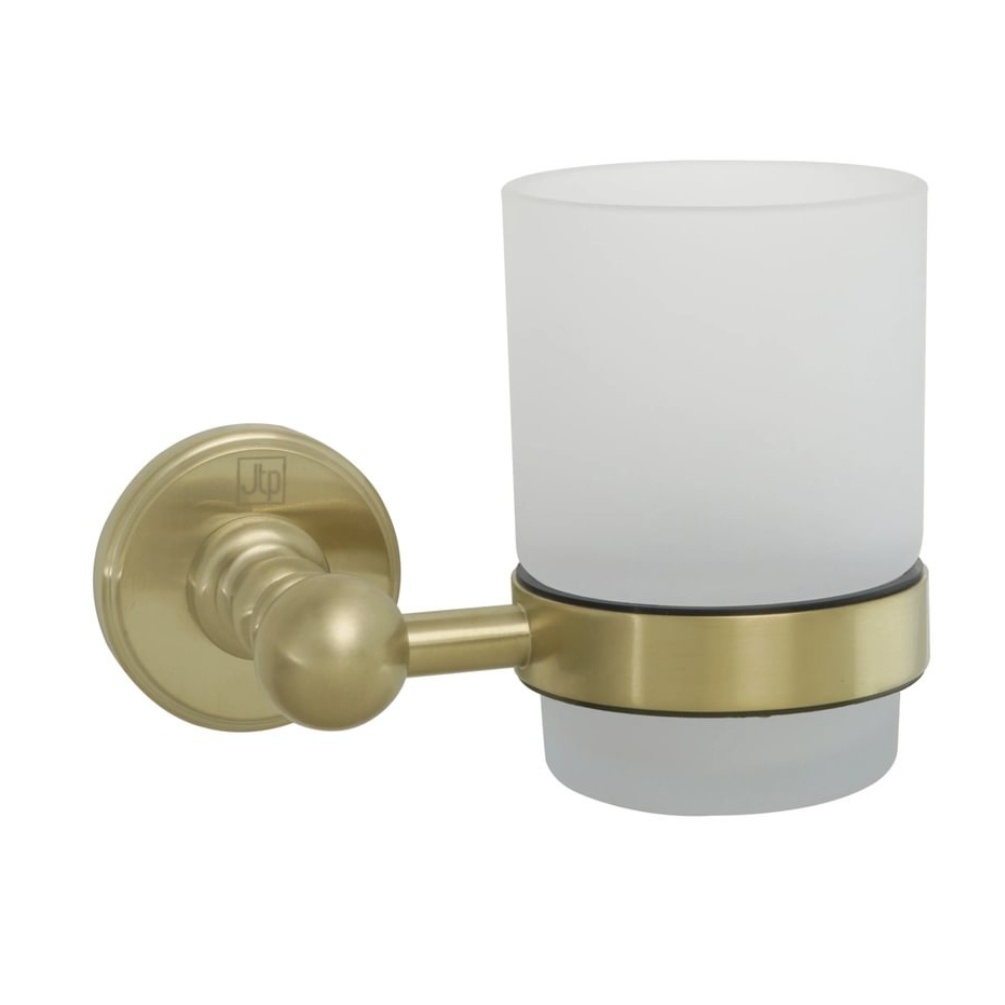 JTP Grosvenor Cross Brushed Brass Tumbler Holder Cut Out