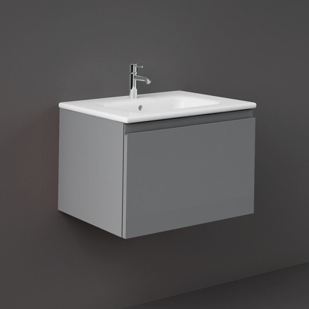 Product cut out image of RAK Ceramics Joy Uno 610mm Wall Hung Vanity Unit and Basin Urban Grey UNOWH060UGY