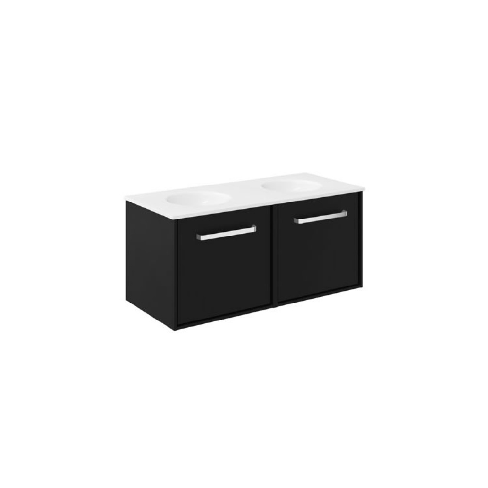 Cutout image of Crosswater Infinity 1000mm Matt Black Wall-Hung Vanity Unit & Double Basin