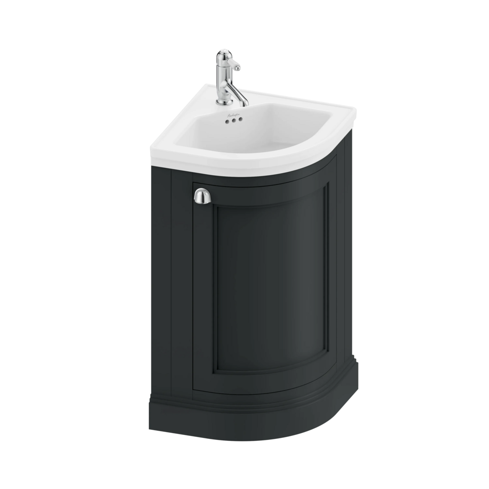 Burlington Matt Black Corner Freestanding Vanity Unit & Ceramic Basin