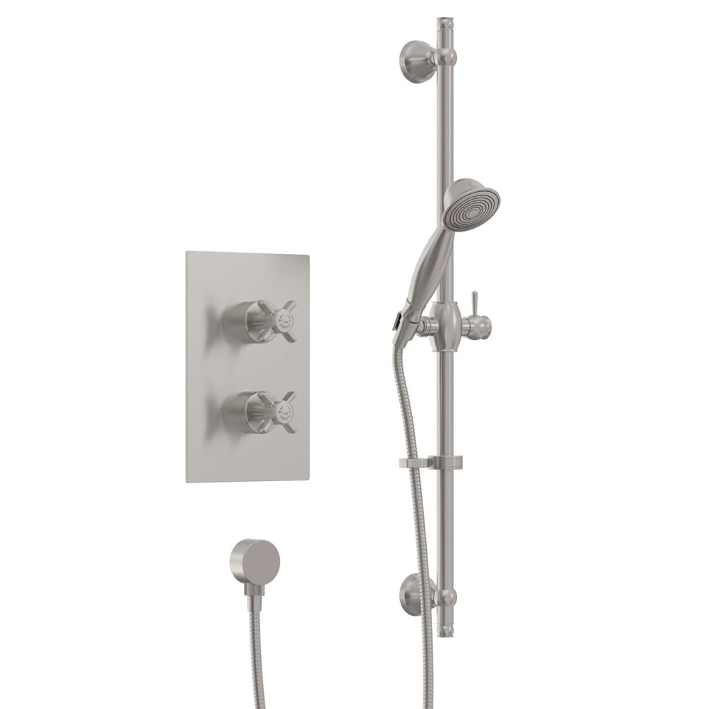Heritage Dawlish Concealed Brushed Nickel Shower Valve With Flexible Kit