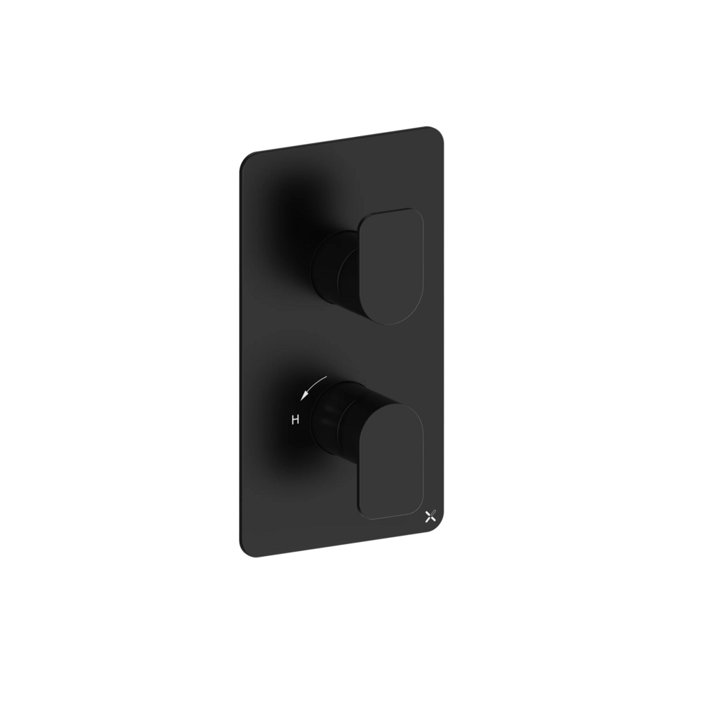 Crosswater Fuse Matt Black Thermostatic 2 Outlet 2 Handle Shower Valve