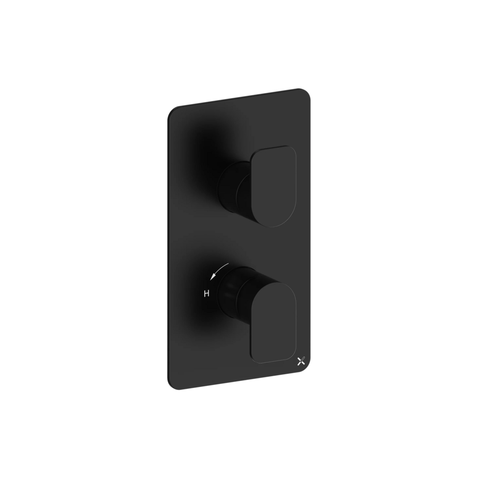 Crosswater Fuse Matt Black Thermostatic 2 Outlet 2 Handle Shower Valve